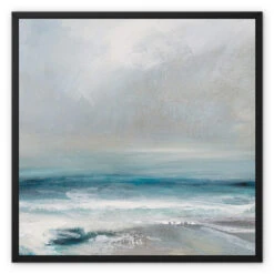 Abstract Aquamarine Sea Painting | Coastal Visions Sea Painting Print - Framed Canvas