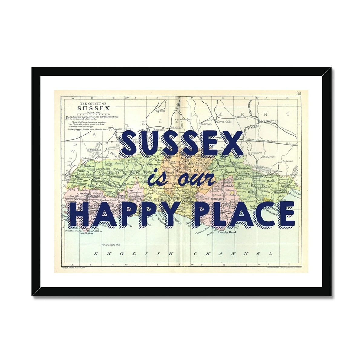 Sussex is our Happy Place | Dk Navy Special - Framed Sussex Is Our Happy Place | Dk Navy Special - Framed -Beach House Art 04679b59 9579 41ae 8485 fd8320f9d2bb
