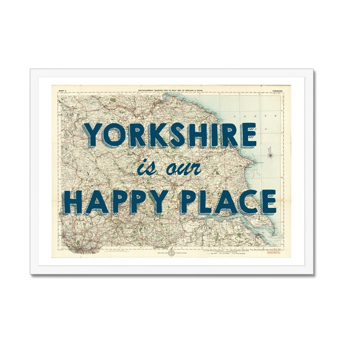Yorkshire is our Happy Place Quote on Vintage Yorkshire Map Print - Framed Yorkshire Is Our Happy Place Quote On Vintage Yorkshire Map Print - Framed -Beach House Art 058dee2a fd65 438f bc1a dea1284f6235