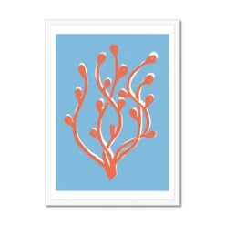 Abstract Colourful Seaweed Art Print No 2 | Coastal Graphic Wall Decor | Handcrafted Lino Cut Design - Framed -Beach House Art 0916f8a7 e548 4610 9764 22623c731cf7