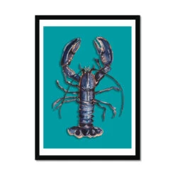 Lobster Print | Colourful Kitchen Wall Art | Lobster Painting On Green - Framed -Beach House Art 1459d538 9095 466c 9d62 66b48e048be1