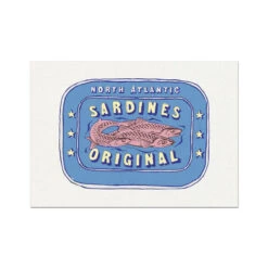 Sardine Painting | Cornish Blue Tin Of Sardine Print | Colourful Kitchen Art - Unframed