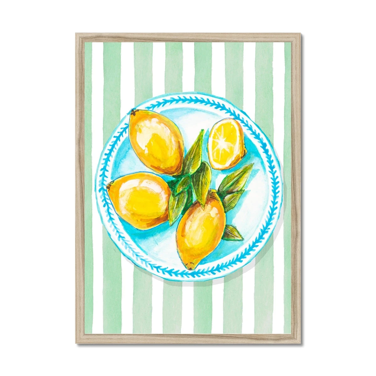 Lemon Painting on Green Stripe | Kitchen Wall Art - Framed Lemon Painting On Green Stripe | Kitchen Wall Art - Framed -Beach House Art 19b43375 de6b 4c1d 8b3c ad63e48fba5b