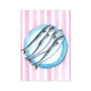 Sardine Painting On Red Pink Stripe | Kitchen Wall Art - Unframed -Beach House Art 2691505c 01d9 4230 ae73 01161fe25da7