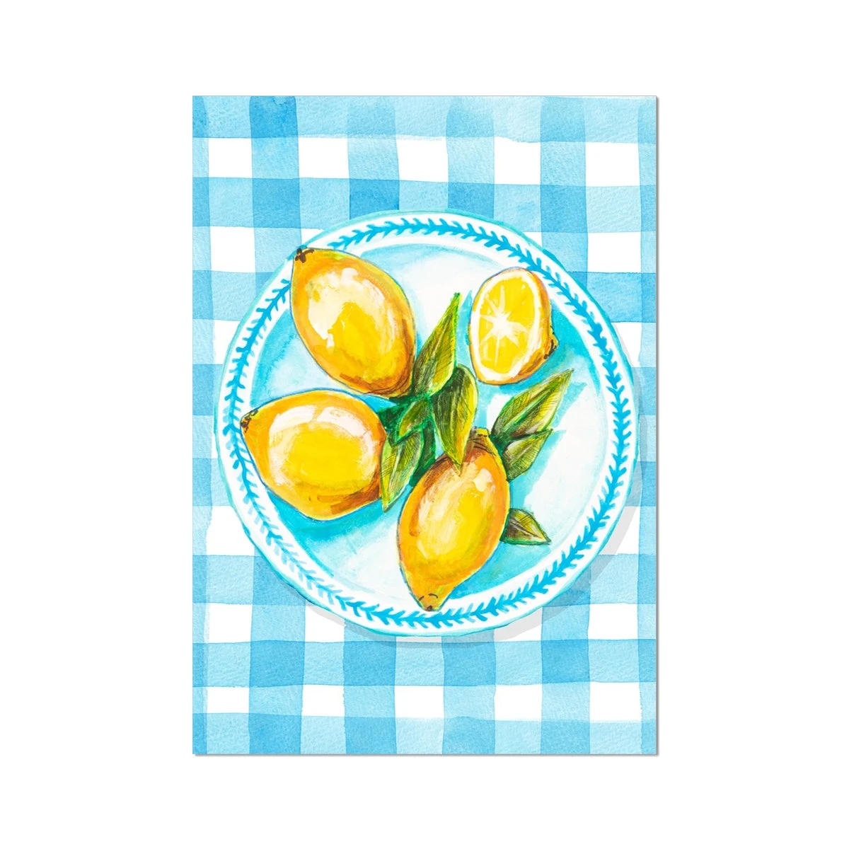 Lemon Painting on Blue Gingham | Kitchen Wall Art - Unframed Lemon Painting On Blue Gingham | Kitchen Wall Art - Unframed -Beach House Art 2d19cf14 f843 40d7 ada3 5493ba72cf91