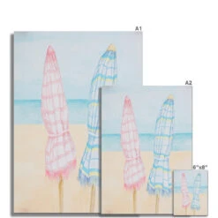 Beach Painting | Seascape Striped Umbrellas | Pastel - Unframed -Beach House Art 3449b85f 2b0b 408f 915d 88359eb1e107