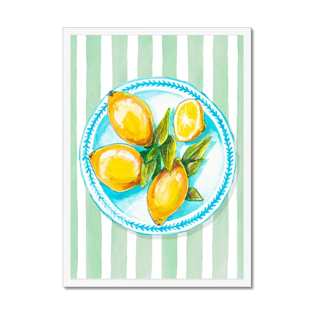 Lemon Painting on Green Stripe | Kitchen Wall Art - Framed Lemon Painting On Green Stripe | Kitchen Wall Art - Framed -Beach House Art 366eaa60 c5be 4af0 b455 8254334e9062