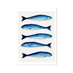 Mackerel Painting | Kitchen Wall Art Print - Unframed
