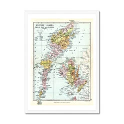 Western Isles Of Scotland Vintage Map Print | Outer Hebrides Map Print - Framed Print -Beach House Art 3c3d455f 22fd 4c7d 9605 7a5a71c6eb7a