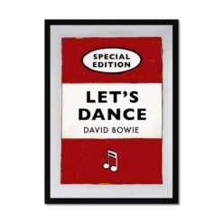 Let's Dance Quote On Vintage Style Book Cover Print In Red - Framed