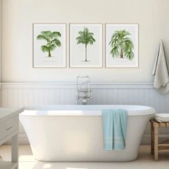 Areca Palm Tree Print | Vintage Palm Tree Art Print - Unframed -Beach House Art 3palmsbathroom 10d8930f 59a8 4b50 9a29 0c6b335a9c85