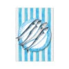 Sardine Painting On Blue Stripe | Kitchen Wall Art - Unframed -Beach House Art 4247ec94 e8c8 4956 82ef 2e3ee504474e
