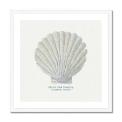 Hand-painted Scallop Shell Art Print | Natural Background - Framed -Beach House Art 42b0daf4 58f7 4696 928a a4c7126f7394