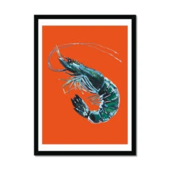 Prawn Print | Shellfish Kitchen Wall Art | Prawn Painting On Orange Background - Framed -Beach House Art 4b6dfcda d31a 4c60 aa02 a16899455cef 980fe14d 92d3 481f b2f2 5ef7082e8924
