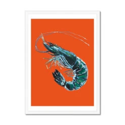 Prawn Print | Shellfish Kitchen Wall Art | Prawn Painting On Orange Background - Framed -Beach House Art 4bb361ea 71b0 4b2a a8a8 a4fcb20aae53 e238eb3d e2ee 442e 9e25 d5ac1b617cdb