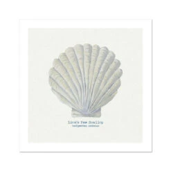 Hand-painted Scallop Shell Art Print | Natural Background - Unframed