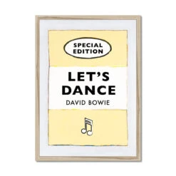 Let's Dance (Yellow) Lyric On Vintage Style Book Cover Print - Framed -Beach House Art 60c0dae7 d7ec 476a bd96 f37818cb6787