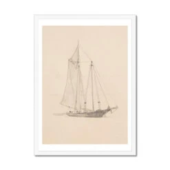 Schooner With Dinghy | Vintage Pencil Boat Wall Art Print - Framed 5 Schooner With Dinghy | Vintage Pencil Boat Wall Art Print - Framed -Beach House Art 63889635 f395 4eff a931 f5be38f5804b