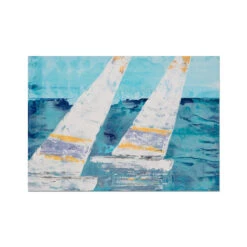 Two White Sails Print | Sailing Painting | Nautical Sailing Regatta Painting - Unframed