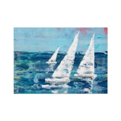 Three White Sails |Sailing Painting | Nautical Sailing Regatta Painting - Unframed