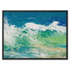 Wave Study Painting No 1 | Seascape Beach Painting Wall Art - Framed Canvas