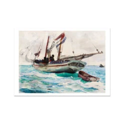 Sailing Schooner | Vintage Watercolour Boat Painting Print - Unframed