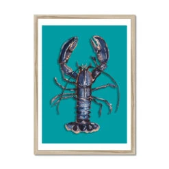 Lobster Print | Colourful Kitchen Wall Art | Lobster Painting On Green - Framed -Beach House Art 7178820b 8be6 471d 9186 1aeeea8b5091