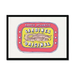 Sardine Tin Painting | Red & Yellow Tin Of Sardine Print | Colourful Kitchen Art - Framed -Beach House Art 78f40df5 afdb 460d 81a3 f4c4b3afff80