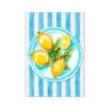 Lemon Painting On Blue Stripe | Kitchen Wall Art - Unframed