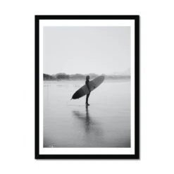 Surfer Photography Print|Black & White Photography - Framed