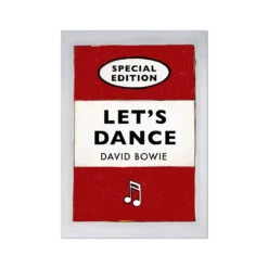 Let's Dance Quote On Vintage Style Book Cover Print In Red - Unframed