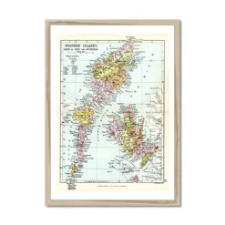 Western Isles Of Scotland Vintage Map Print | Outer Hebrides Map Print - Framed Print -Beach House Art 8e9726b8 93bd 4019 b2fd 9077d6e76b39