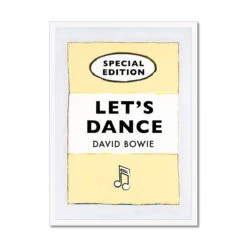 Let's Dance (Yellow) Lyric On Vintage Style Book Cover Print - Framed -Beach House Art 8ec171d2 d298 435c 8c72 fd67a61fc113