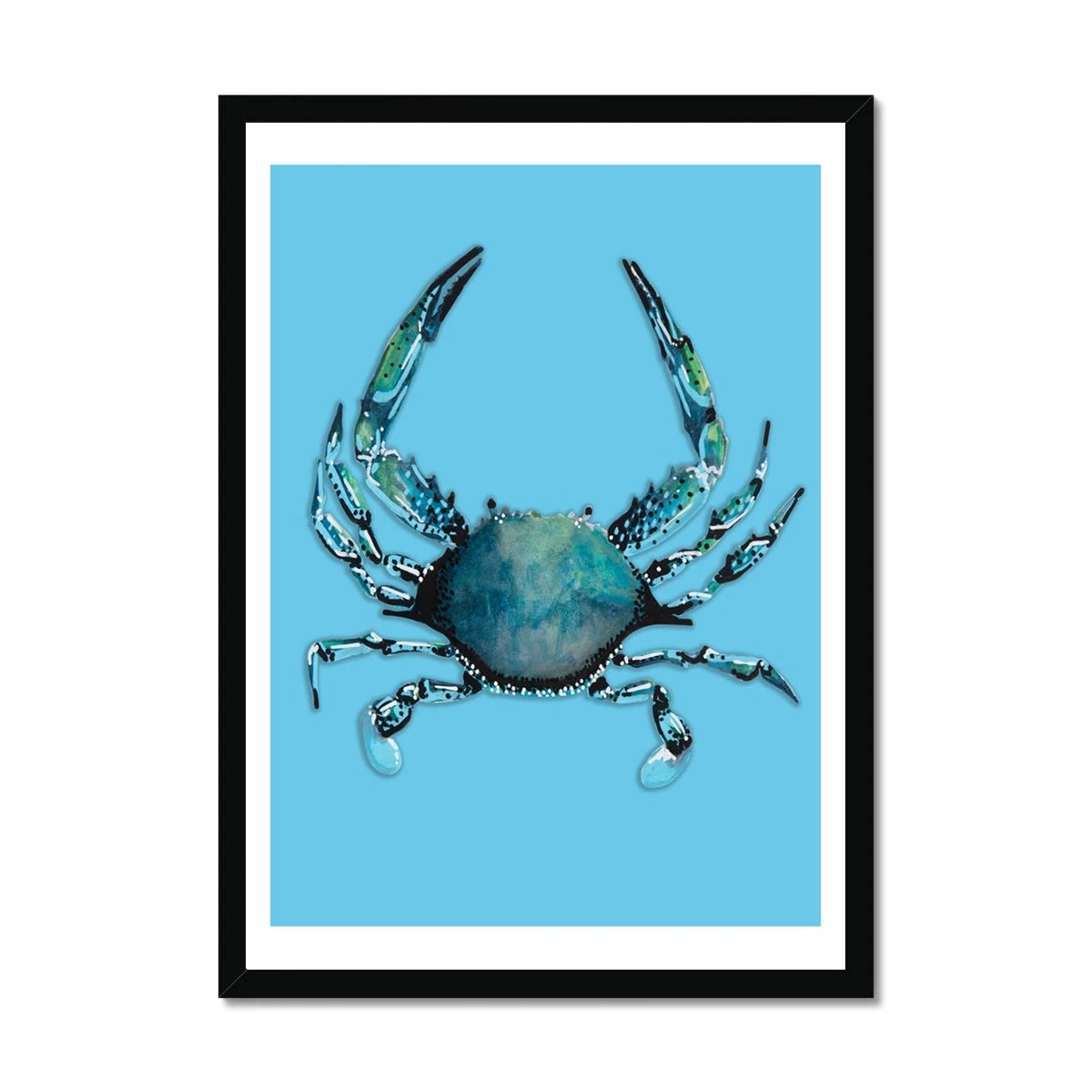 Crab Art Print |Colourful Kitchen Wall Art | Crab Painting on Blue - Framed Crab Art Print |Colourful Kitchen Wall Art | Crab Painting On Blue - Framed -Beach House Art 9481f784 2185 4460 807a a5f6a6f3da55