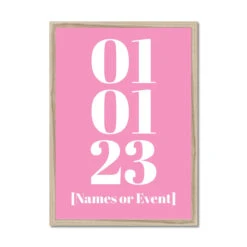 Personalised Date Art | Custom Date Print | Pink - Framed -Beach House Art 9565230f f7e7 447f 9e0e 120814a0cfc8