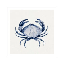 Indigo Dot Watercolour Crab Painting - Unframed