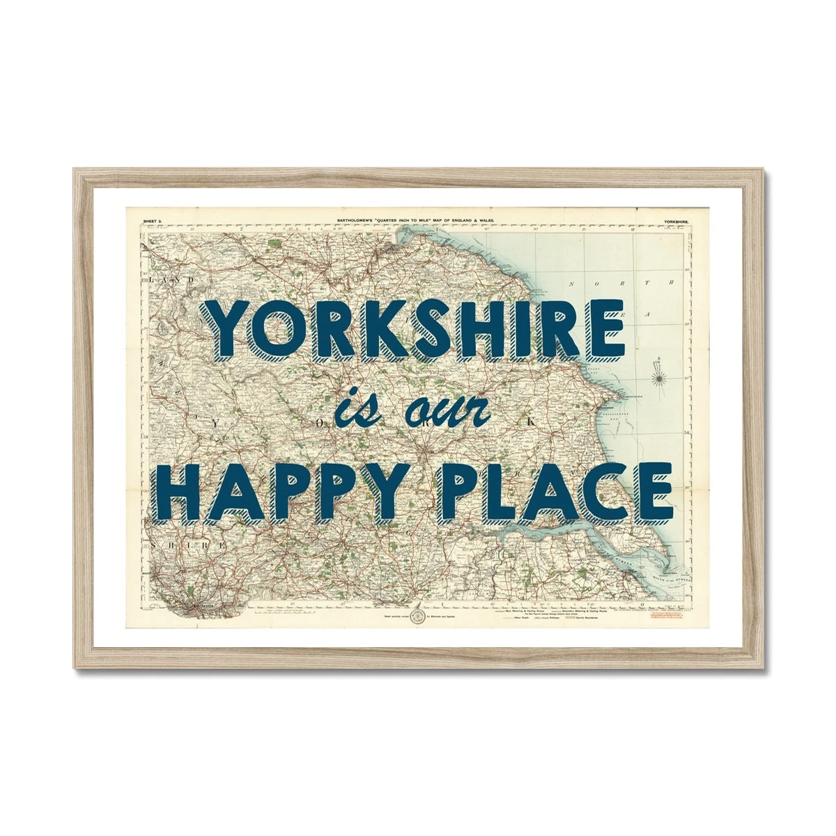 Yorkshire is our Happy Place Quote on Vintage Yorkshire Map Print - Framed Yorkshire Is Our Happy Place Quote On Vintage Yorkshire Map Print - Framed -Beach House Art 9b7010fa 6803 48f5 8d4f 45c3fa3185bd