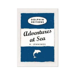 Adventures At Sea Quote Print On Vintage Style Book Cover | Navy - Unframed