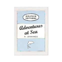 Adventures At Sea Quote Print On Vintage Style Book Cover |Blue - Unframed
