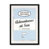Adventures At Sea Quote Print On Vintage Style Book Cover | Blue - Framed