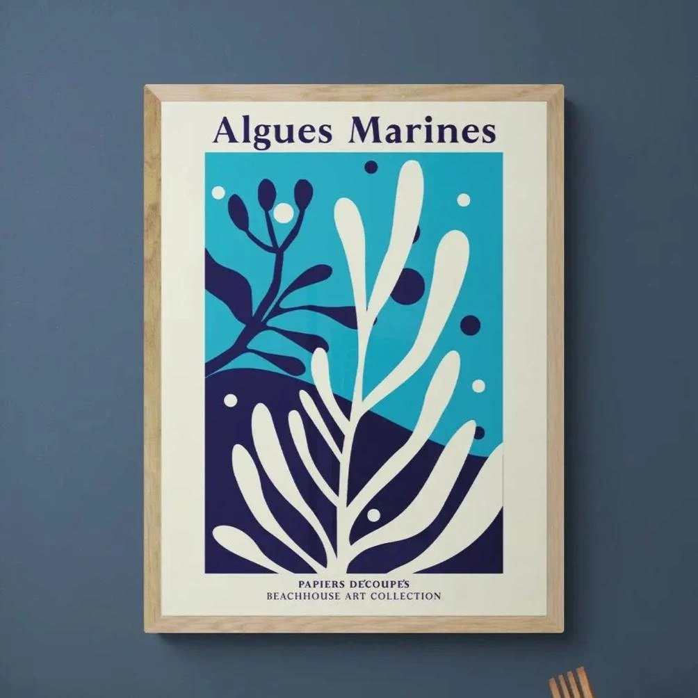 Algues Marines Print | Graphic Botanical Print of Seaweed and Coral - Framed Algues Marines Print | Graphic Botanical Print Of Seaweed And Coral - Framed -Beach House Art Algues Marines Framed Print Wall Art Beach House Art 1650735961
