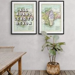 All Roads Lead To Devon Quote On Devon Map Print - Framed 4 All Roads Lead To Devon Quote On Devon Map Print - Framed -Beach House Art All Roads Lead To Devon Devon Map Map Art Print Framed Wall Art Beach House Art 1650736783