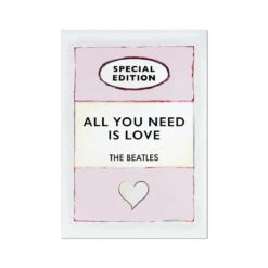 All You Need Is Love Song Lyric On Vintage Style Book Cover - Unframed