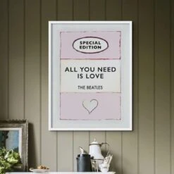 All You Need Is Love Song Lyric On Vintage Style Book Cover - Unframed 5 All You Need Is Love Song Lyric On Vintage Style Book Cover - Unframed -Beach House Art All You Need is Love Pink Vintage Book Cover Art Print Unframed Fine art Beach House Art 1674293846