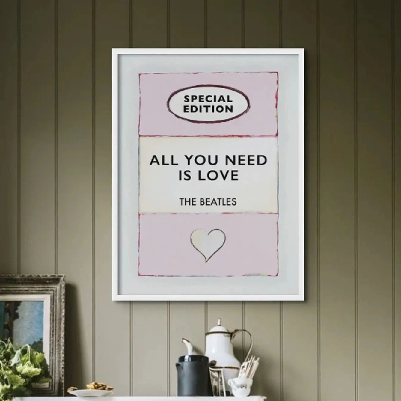 All You Need is Love song lyric on vintage style book cover - Unframed All You Need Is Love Song Lyric On Vintage Style Book Cover - Unframed -Beach House Art All You Need is Love Pink Vintage Book Cover Art Print Unframed Fine art Beach House Art 1674293846