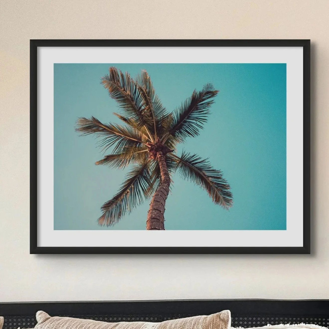 Aqua Palm Tree Print | Palm Tree Photography - Unframed -Beach House Art Aqua Palm Tree Beach Photography Unframed Home Garden Decor Artwork Posters Prints Visual Artwork Beach House Art 1664008742