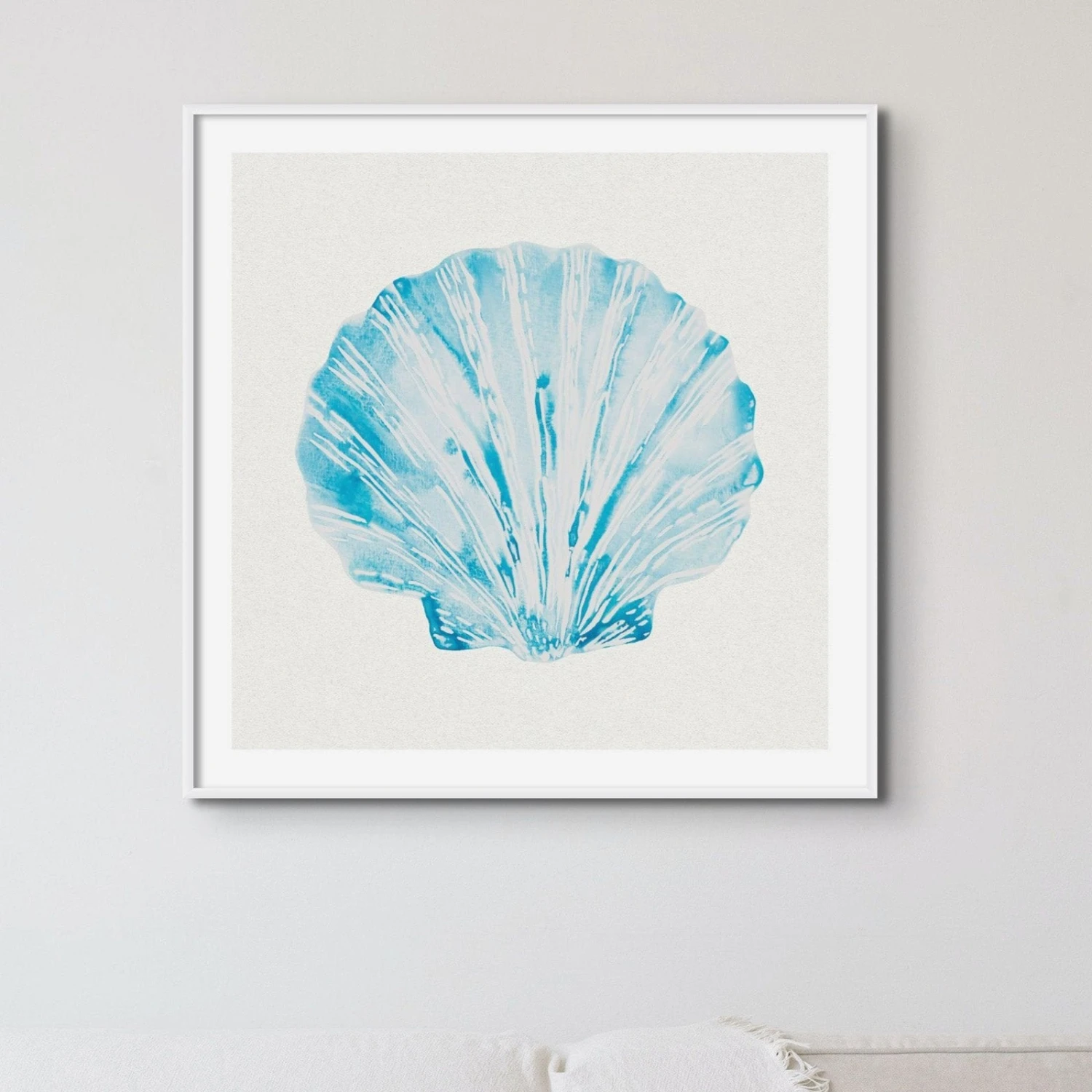 Aqua Watercolour Scallop Shell Painting | Shell Print - Unframed Aqua Watercolour Scallop Shell Painting | Shell Print - Unframed -Beach House Art Aquawatercoliurscallopshell