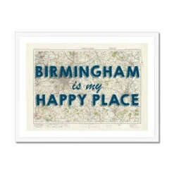 Birmingham Is My Happy Place Quote On Vintage Map Print Of Birmingham - Framed -Beach House Art Birmingham is my Happy Place Vintage Map Art Birmingham Framed Print Fine art Beach House Art 1670083637