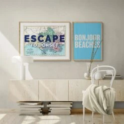 Bonjour Beaches (Azure Blue) Typography Art Print - Unframed 5 Bonjour Beaches (Azure Blue) Typography Art Print - Unframed -Beach House Art Bonjour Beaches Azure Blue Unframed Wall Art Beach House Art 1650731680