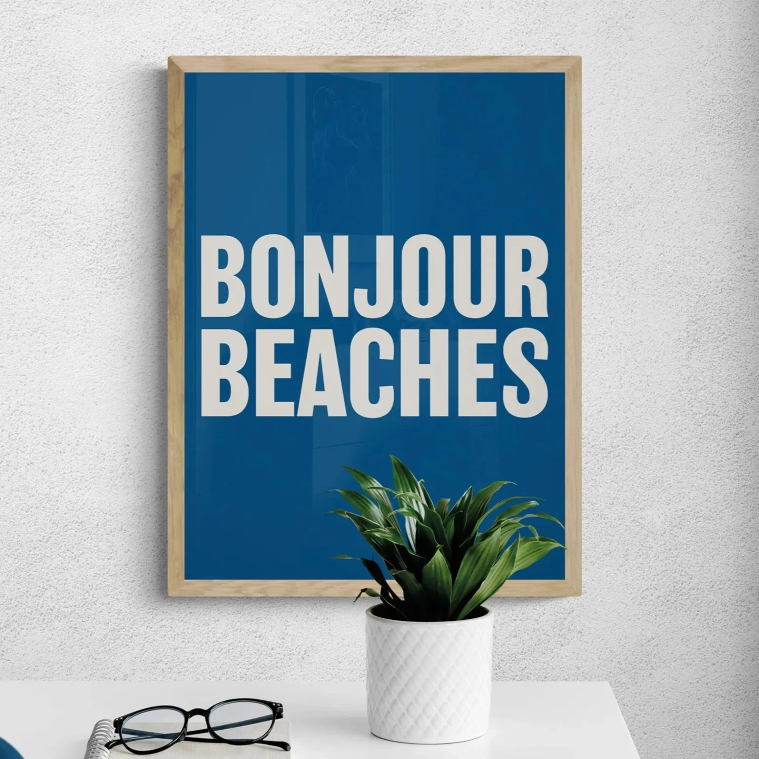 Bonjour Beaches (French Navy) Typography Art Print - Unframed Bonjour Beaches (French Navy) Typography Art Print - Unframed -Beach House Art Bonjour Beaches French Navy Unframed Wall Art Beach House Art 1650731564
